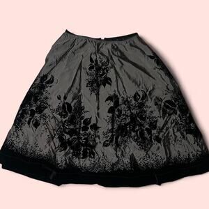 Black and grey floral midi skirt